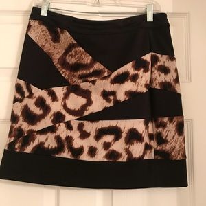 Black w/leopard print stretchy mini skirt